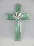 Stained Glass Cross - Green Dove