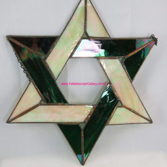 Green and Ivory Star of David - Click Image to Close