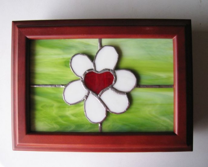 Stained Glass Flower Jewelry Wood Box - Click Image to Close