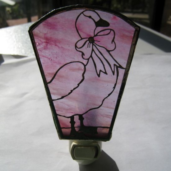 Pink Glass Duck Nightlight - Click Image to Close