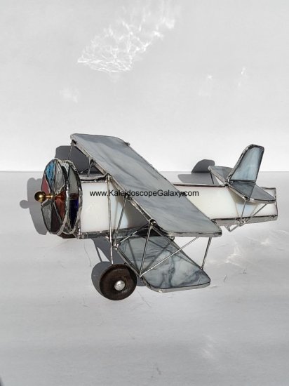 Gray & White Stained Glass Bi-Plane Kaleidoscope - Click Image to Close