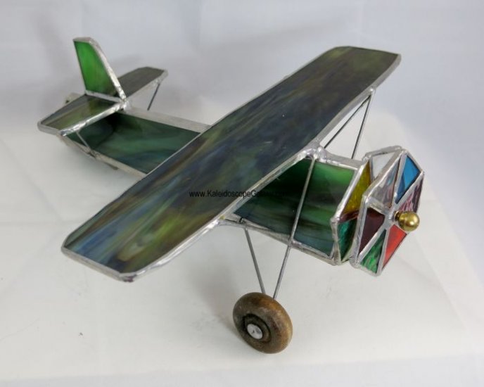 Army Green Stained Glass Monoplane Kaleidoscope - Click Image to Close