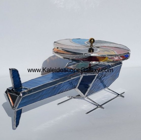 Stained Glass Helicopter - Blue Glass - Click Image to Close