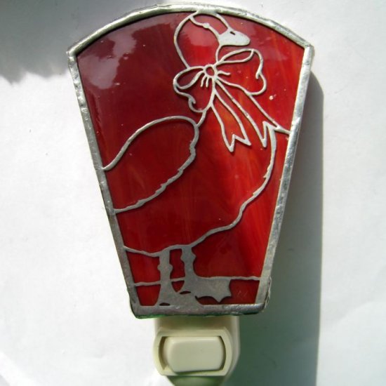 Red Stained Glass Duck Nightlight - Click Image to Close