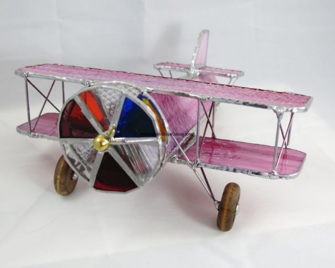 Stained Glass Bi-plane Kaleidoscope - Textured Pink - Click Image to Close