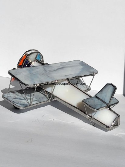 Gray & White Stained Glass Bi-Plane Kaleidoscope - Click Image to Close