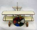 Vintage Copper Ivory Stained Glass Bi-Plane