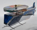 Stained Glass Helicopter - Blue Glass