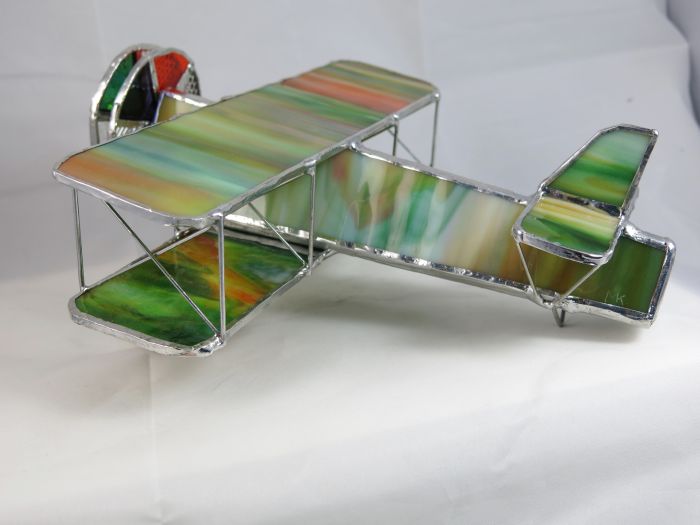 Green & Orange Stained Glass Bi-Plane Kaleidoscope - Click Image to Close