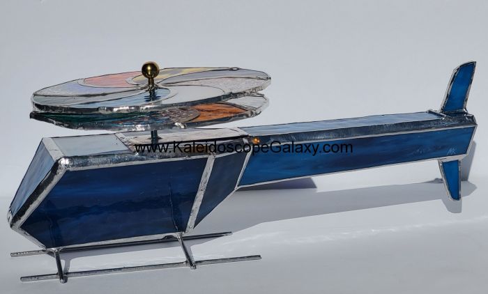 Stained Glass Helicopter - Blue Glass - Click Image to Close